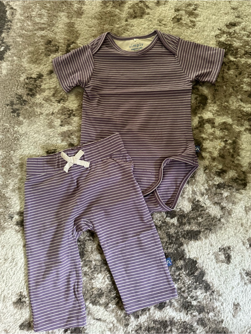 Magnetic Me Purple & White Striped Baby Bodysuit Set